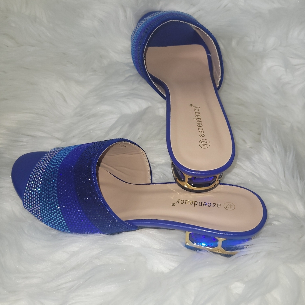 Ascend Women's Blue Embellished Sandals